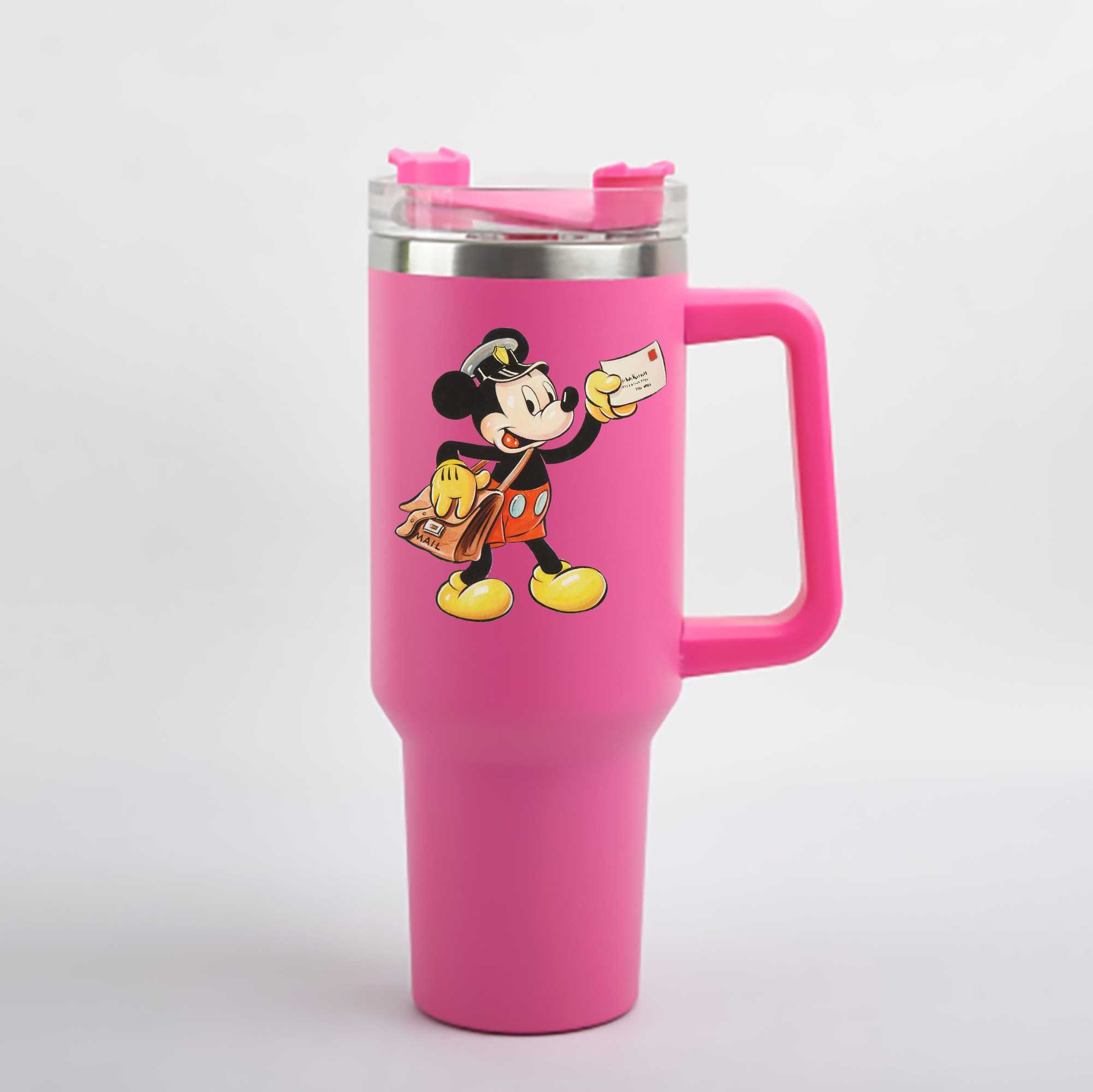 （画像用） ミッキーマウス Mickey Mouse 1200mL車用タンブラー - クリスタルステッカー（プラスチックストロー付き）